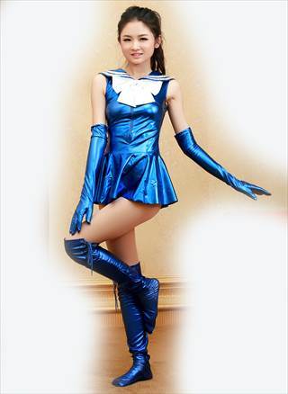 セーラームーン風衣装3点セット 　女性ML号　青色