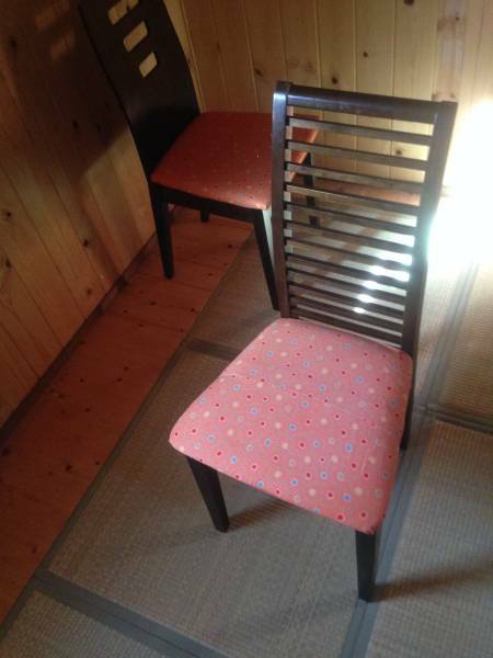 gロマン京都ダイニングチェア椅子いすイス古い着物の生地を座面にレストランカフェ引き取り歓迎直接渡し歓迎