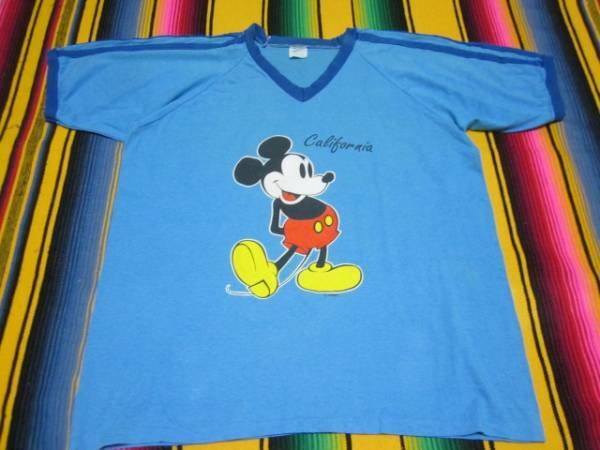 １９８０S ミッキーマウス MICKEY MOUSE WALT DISNEY ビンテージ Tシャツ MADE IN USA アメリカ製 リンガーアメコミ ディズニーランド