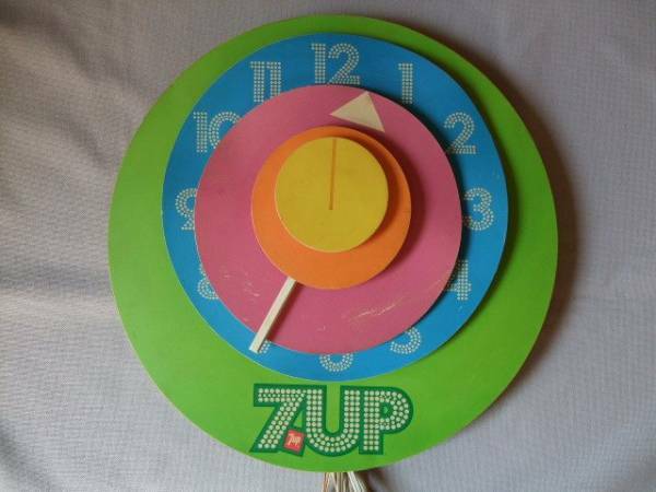 1970s 7UP / Peter Max ピーターマックス / 壁時計 /非売品 / ビンテージ中古品 / 動作良好 