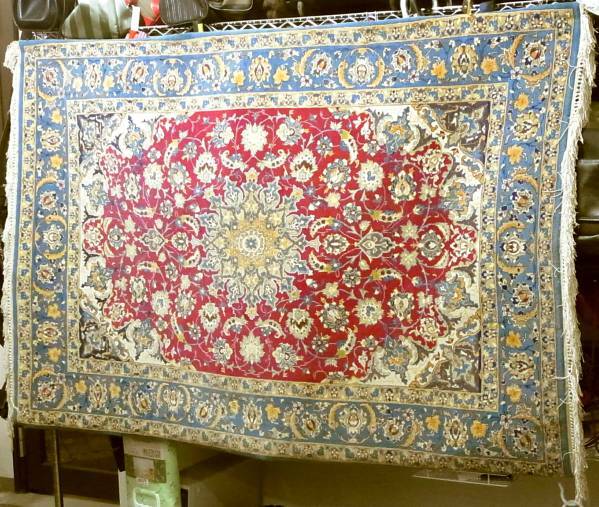 証明書付き1985年製ヴィンテージ品 約90万ノット 167×110cm ペルシャ絨毯 イスファハン シャーアバス 壁掛け 高級カーペット アンティーク