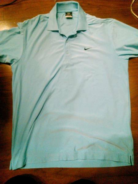 ナイキゴルフ 半袖 ポロシャツ 中古、水色 M 実寸はL～LL位