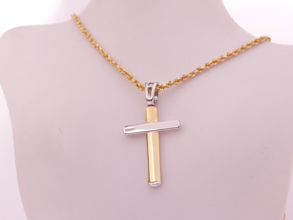 新品　イタリア製　K18　コンビクロスペンダント