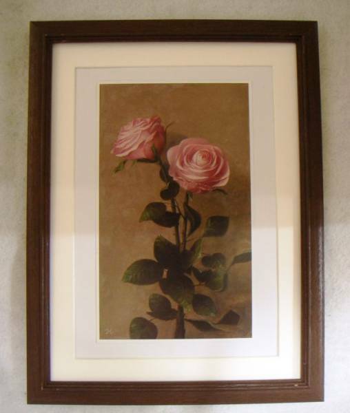 ◆内田博「薔薇」オフセット複製・木製額・即決◆